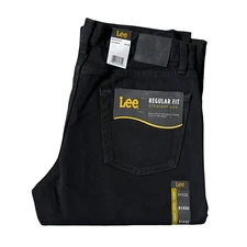 Lee Mens Classic Regular Fit Straight Leg Jeans Denim Pants Double Black 2008908