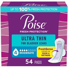 Poise Ultra Thin Incontinence Pads with Wings, 4 Drop Moderate Absorbency,