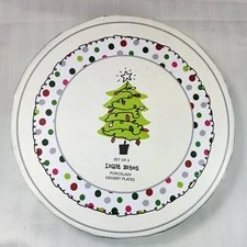 C R Gibson Light Bites PLATES Porcelain Dessert Set of 4 Boxed Christmas Snack