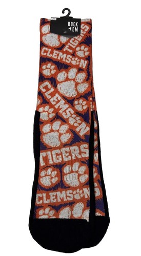 Unisex Rock Em Socks Clemson Tigers (L/XL) Allover Crew Socks Stocking Stuffer - Picture 2 of 7