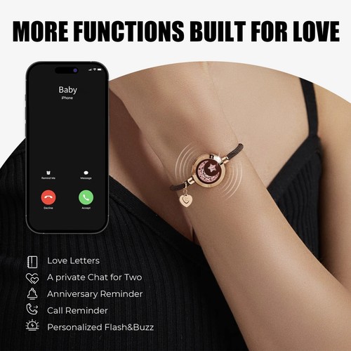 Long Distance Touch Light Up & Vibrate Bracelets for Couples, Love Gift - Picture 4 of 21