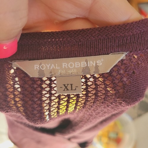 Royal Robbins Calaveras Cardigan Open Front Knit Lightweight Pockets Purple XL - Picture 5 of 6