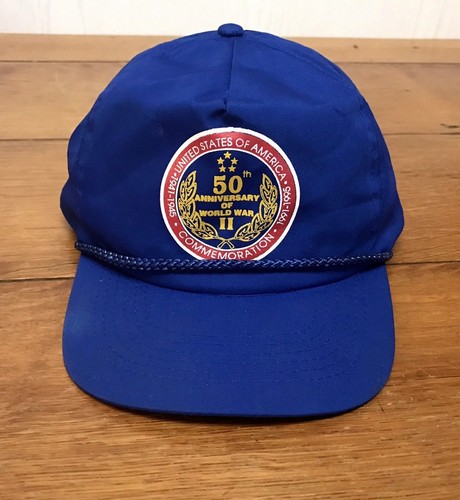 Vintage Veterans Cap Hat World War 2 WW2 Blue Baseball Snapback Military - Picture 1 of 10