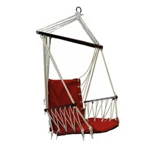 Outdoor Patio Swing Seat Hanging Hammock Chair With Cushion Seat - Red