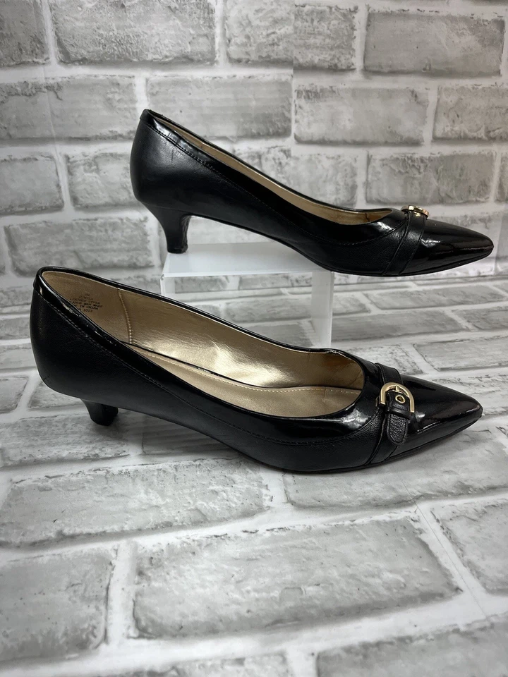 Joan and David CJMYLA Women's 9 Black Patent Leather Kitten Heel Dress Pumps - Image 4 of 4