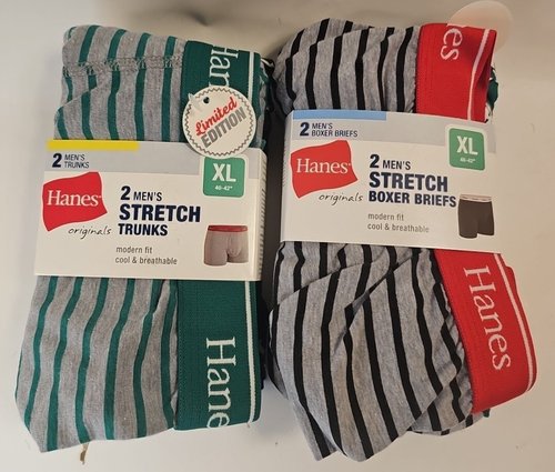 2 2 Pack Hanes Mens Originals Stretch Boxer Brief and Brief Modern Fit XL 40-42” - 第 1/6 張圖片
