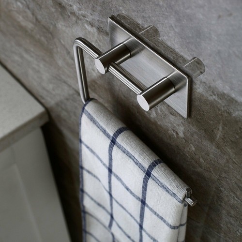 Adhesive Stainless Steel Tissue Storage Rack Kitchen Roll Paper Towel Holder New - Picture 4 of 12