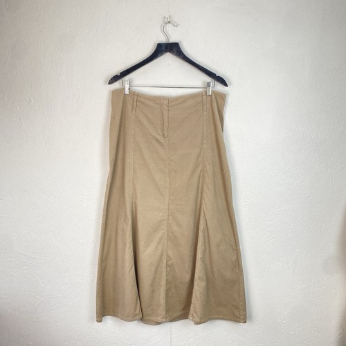 Langer ausgestellter Midirock Vintage 90er Jahre Y2K Next beige Cord UK-Größe 16
