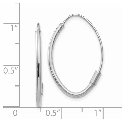 14k White Gold Wire Threader Hoop Earrings 0.75gm L-25mm, W-16.3mm - Picture 3 of 4
