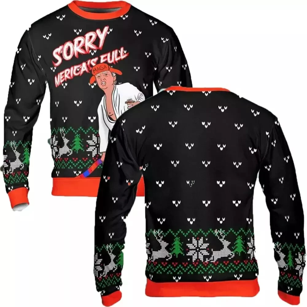 Donald Trump Sorry Americas Full Ugly Christmas Sweater L06815