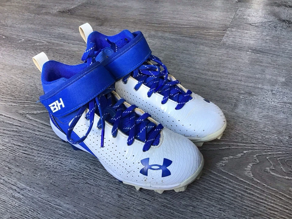Botines de béisbol Under Armour Harper 4 Mid RM Jr talla 2Y niños azul blanco 3023444 Foto 2 de 4