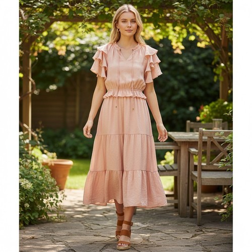 Aura the Label Etoile Maxi Dress Womens Large Peach Romantic