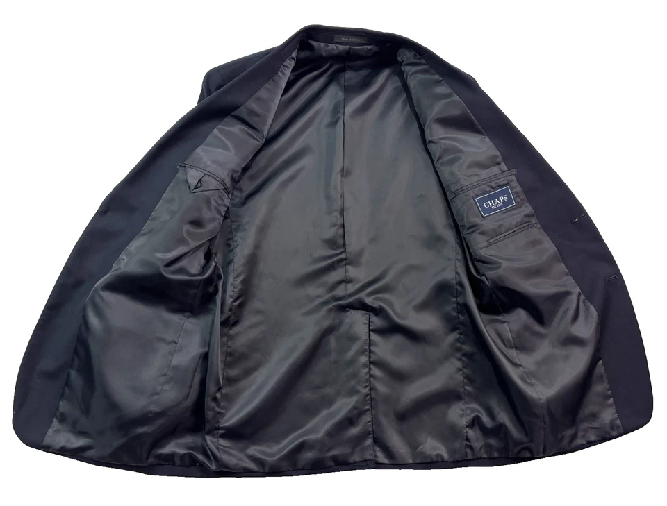 NEW Chaps 40R Navy Blue Gold Buttons 100% Wool Blazer Jacket Sport Suit Coat - Image 3 of 4