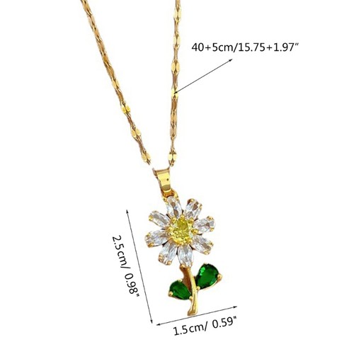 Romantic Sunflower Charm Choker Necklace Jewelry Gift For Women Accessories - Picture 8 of 8