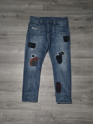 VTG Polo Ralph Lauren 29 Astor Slim Boyfriend Camp Flannel Patchwork Denim Jeans