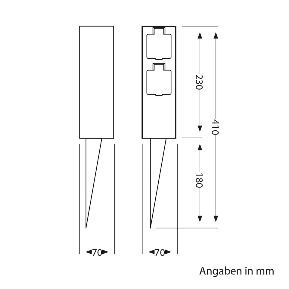 Garten-Steckdosen-Säule POKU mit Erdspieß für außen, IP44, 2-fach, schwarz, - Bild 4 von 4