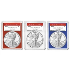 3pc Set - 2024-S $1 1-oz Proof American Silver Eagle PCGS PR69DCAM San