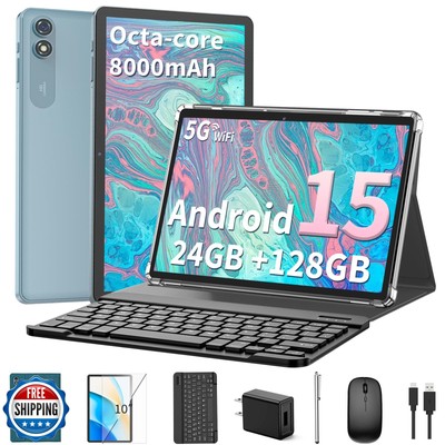 Relndoo 2025 Android 15 Tablet with Keyboard, 24GB+128GB+2TB Expand, 10.1 Inc
