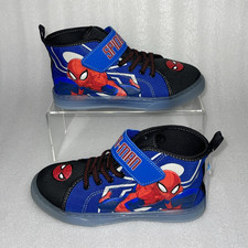 Marvel Spiderman Light Up High Top Sneakers Stretch Laces Big Boys Size 4 NEW