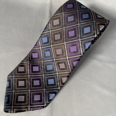 Robert Talbott Best Of Class Tie Jacquard Silk Diamonds Purple Light Blue L:59''