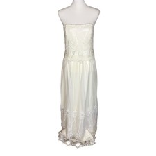 Jessica McClintock Bridal Vintage 90s Strapless Ivory Lace Wedding Gown Size 10