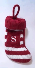 Mini Knit Christmas Stocking W/Monogram Initial S
