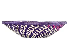 Purple & Pink Ugandan Spiral Basket Small African Large Hole Handmade
