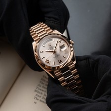 Rolex Oyster Perpetual Day-Date 40 Rose Gold Presidental Sundust Fluted Watch 2