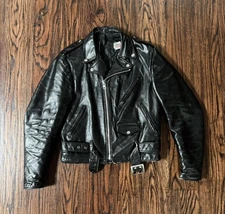 Vintage SCHOTT Perfecto Black Leather Motorcycle Jacket 38 USA 618 518