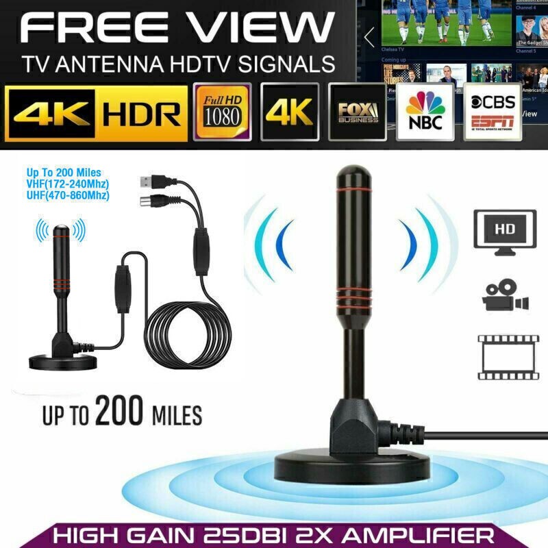 TV Aerial - Digital Indoor TV Aerial with Amplifier Signal Magnetic Base UK