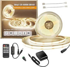 Dimmable COB LED Strip Light Kit with RF Remote & UL12v Natural White(4000K) 
