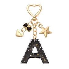 Cute Initial Letter Keychain, Letter-A Keychains for Women Girls Bling Black