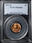 1957-D Lincoln Wheat Cent  PCGS MS 66 #7331 Free Shipping!