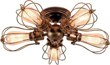 Vintage Adjustable Ceiling Light Retro Metal Wire Chandelier Industrial Style