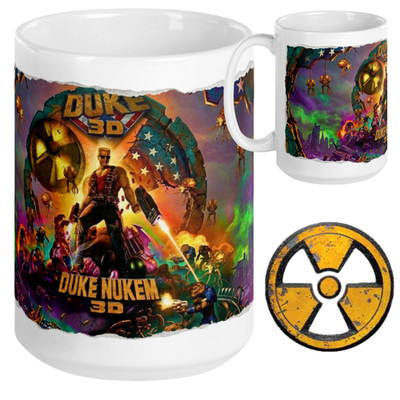 Duke Nukem 3D Retro Gaming Mug - 15oz Ceramic Coffee Cup - Classic PC FPS Art