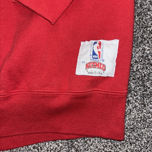 Vintage 90’s Chicago Bulls Nutmeg Sweatshirt Made In USA L Red NBA Basketball - Picture 2 of 15