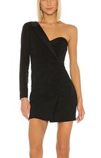 BCBG Maxazria Black One Shoulder Tuxedo Dress Size 12