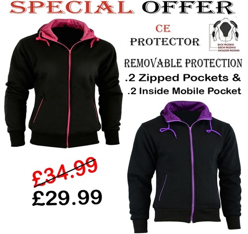 DAMEN FLEECE HOODIE DAMEN ABNEHMBARE CE ARMOUR MOTORRAD / MOTORRAD JACKE - Bild 1 von 7