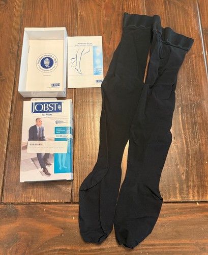 JOBST for Men Medical Compression Socks 20-30 mmHG Thigh Stocking Large Black