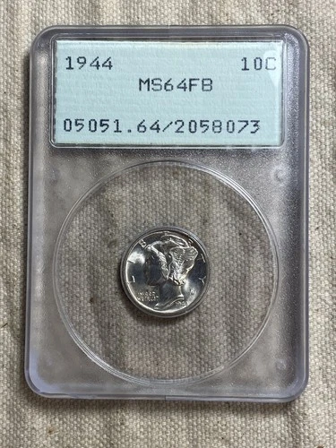 1944 Silver Mercury Dime 10C PCGS MS64 FB Full Bands Rattler Old Green Holder