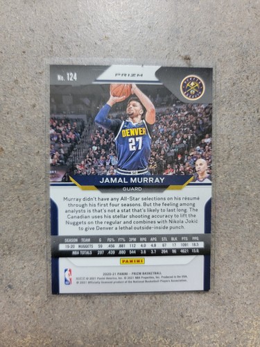 2020-21 Pepite Panini Prizm Jamal Murray Red Wave Prizm Denver #124 - Foto 2 di 2
