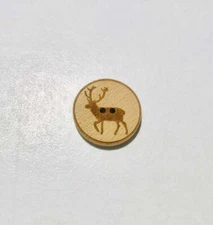 Deer Wood Button - Dill Buttons Brand (3 Sizes to Choose) (Set of 2)