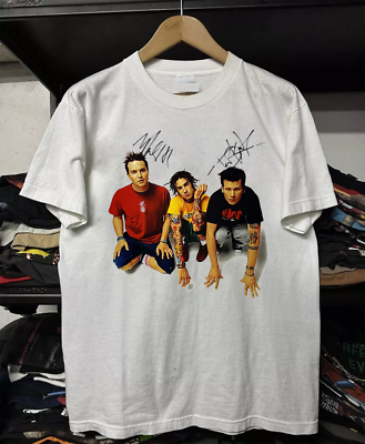 Blink 182 signature 2000 Tour T Shirt Men's S-5XL white DO803 | eBay
