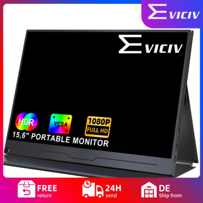 EVICIV Portable Monitor 15,6 Zoll Tragbarer Mobiler IPS Bildschirm FHD 1920x1080