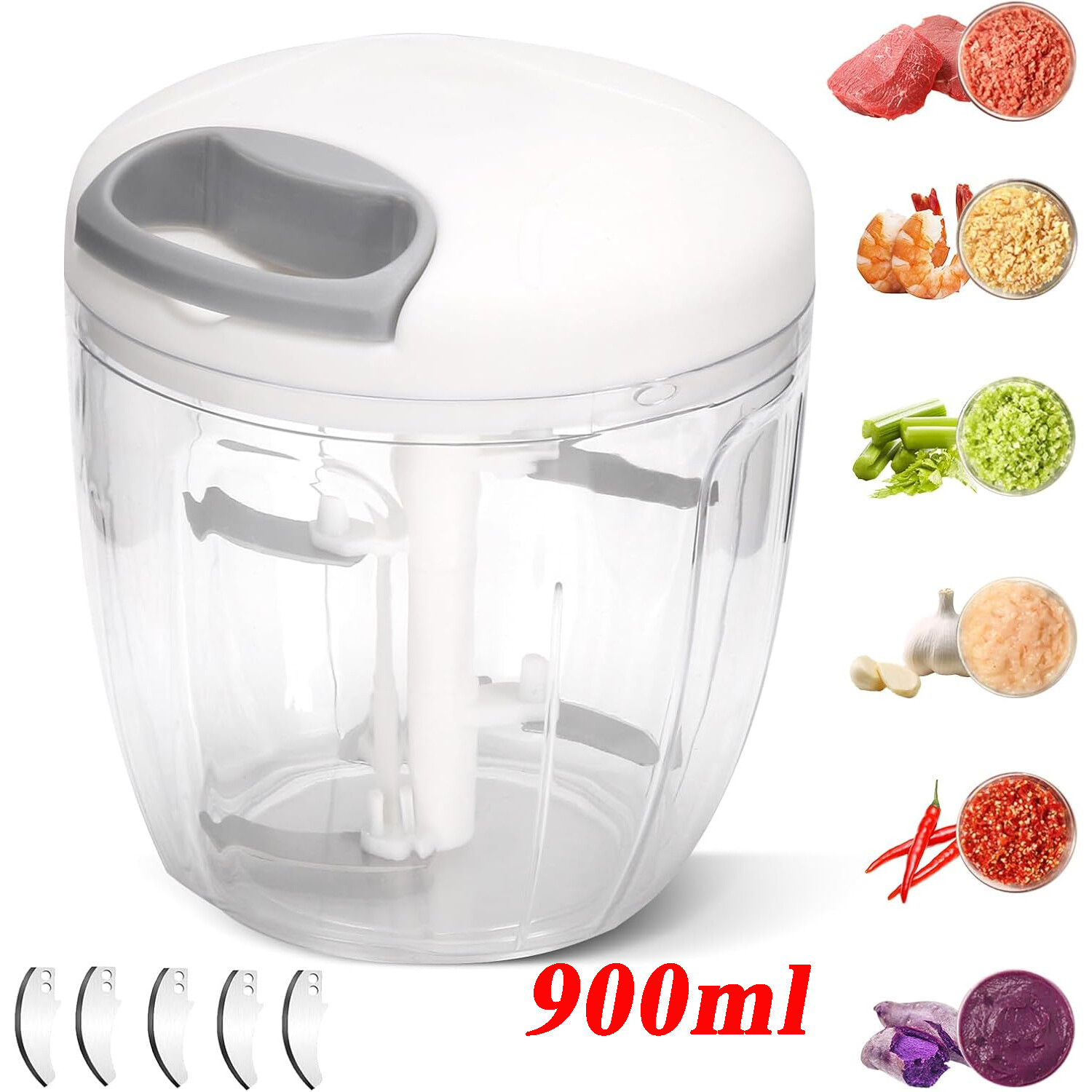 Zerkleinerer Obstzerkleinerer Gemüsezerkleinerer Gemüseschneider 900 ml