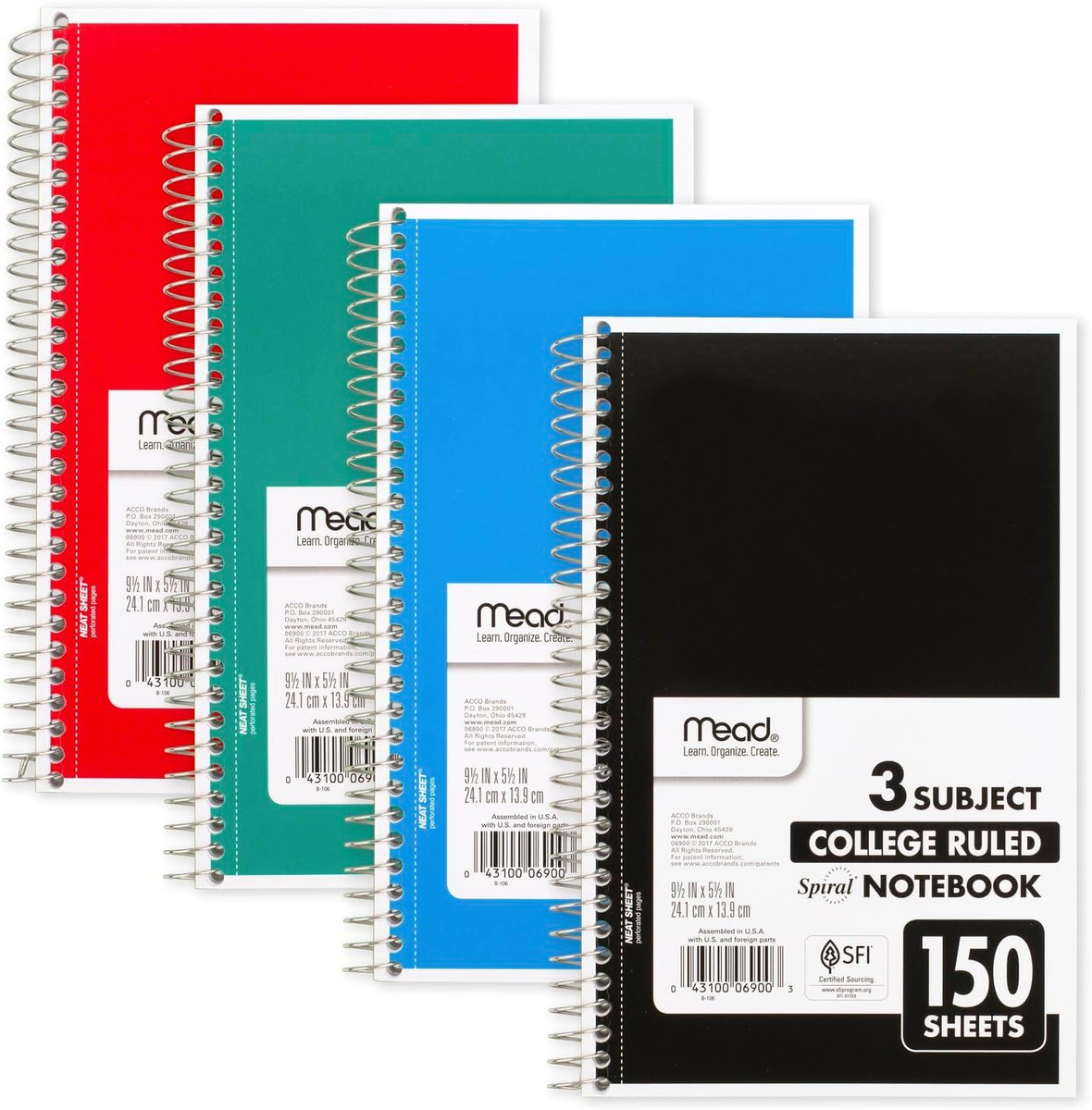 9/21 ノエル様 Mead Small Spiral Notebook 3-Subject College Ruled Paper 9-1