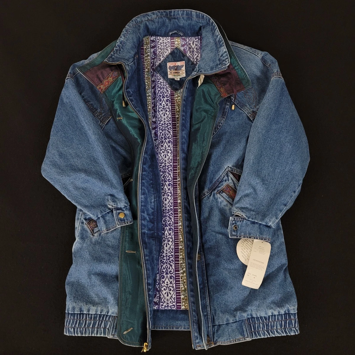 Vintage Current Seen womens denim jacket long 80s 90s retro y2k