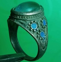 Extremely Ancient Medieval VINTAGE Silvered Ring Quality With Nice Stone Inserts