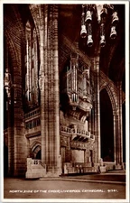 Valentine's North Side of the Choir Liverpool Cathedral England RPPC