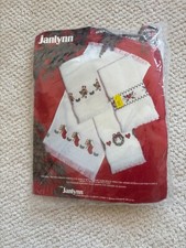 Vintage Counted Cross Kit JanLynn Christmas Holiday Towels New Unopened
